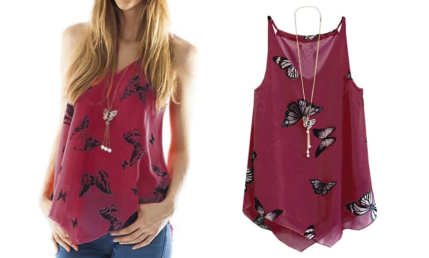 Image 10: Butterfly Print Chiffon Top