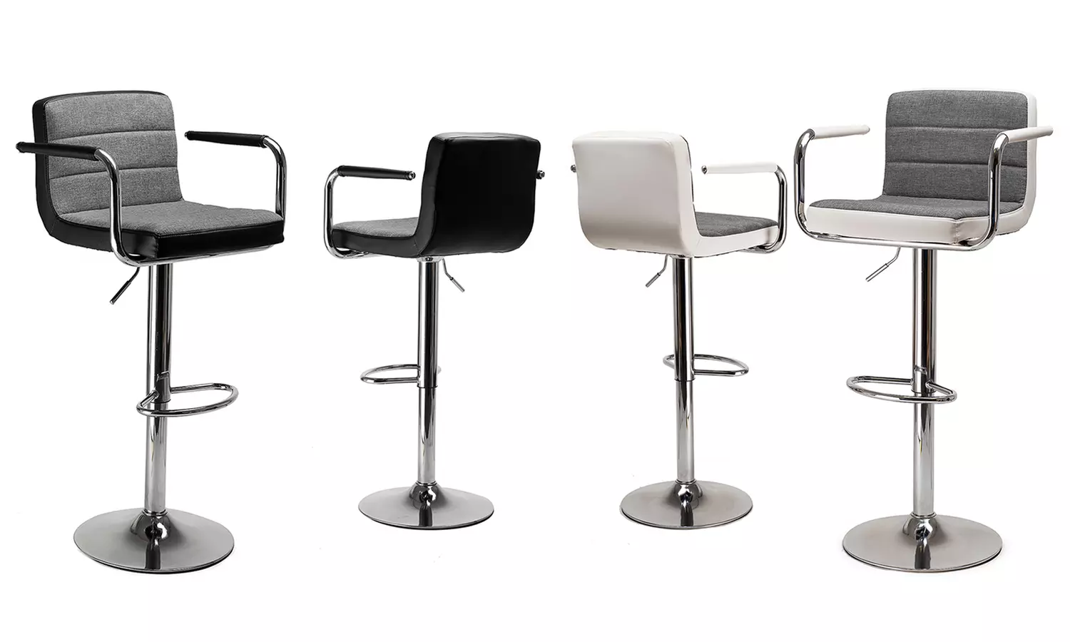 Homekraft Barhocker Tendo mit Armlehnen in Weiß/Grau oder Schwarz/Grau - Primary Image