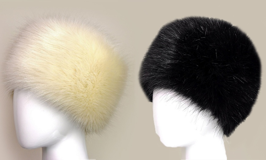 Image 1: Faux Fur Cossack Hat