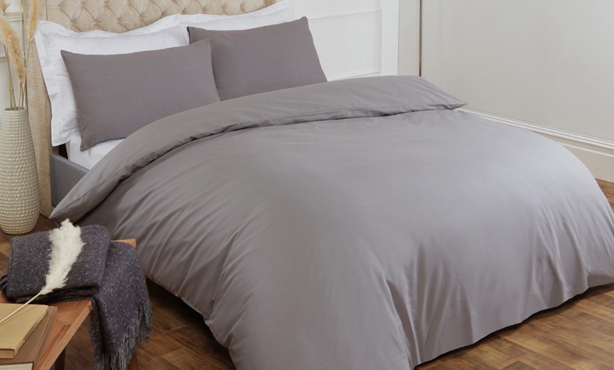 Image 1: 100% Plain Cotton Duvet Set