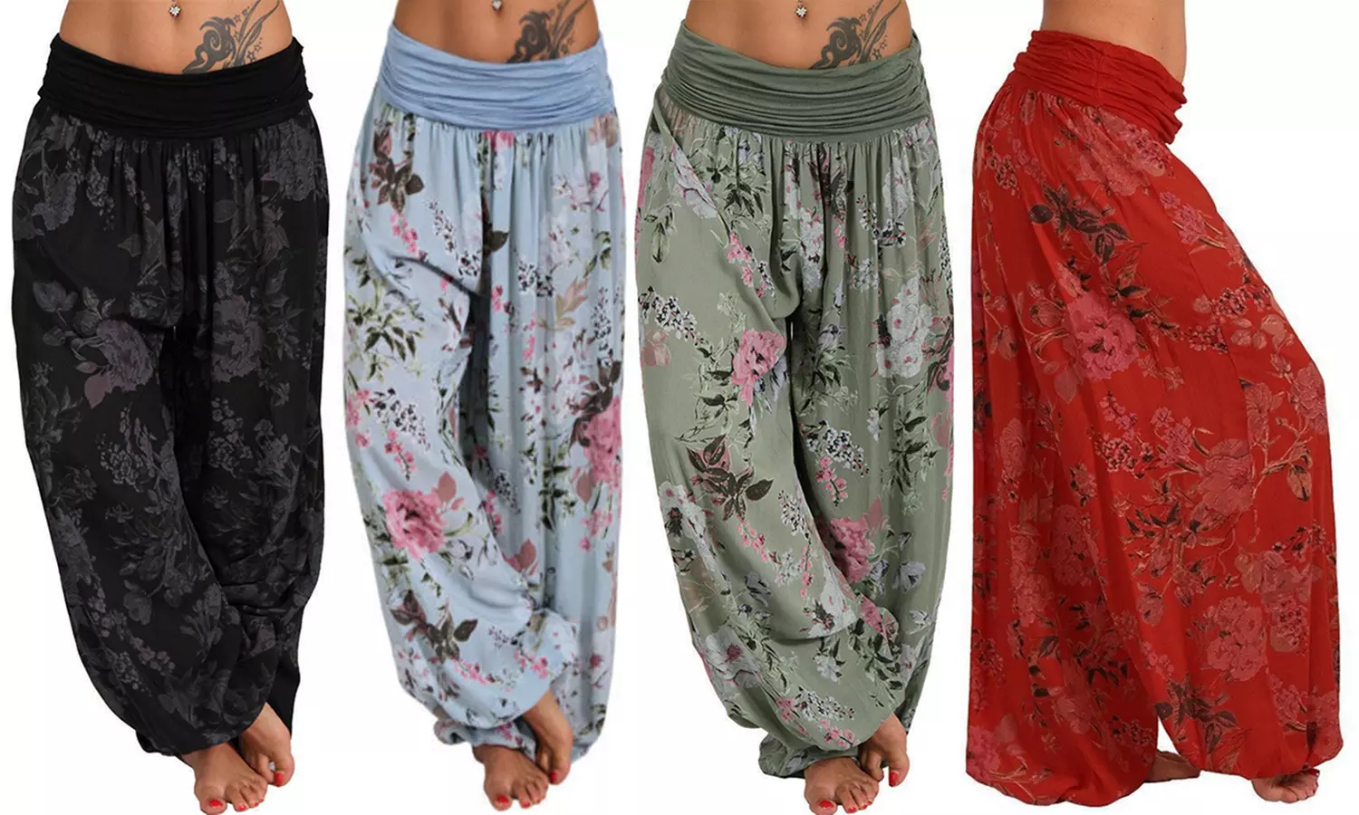 Haremhose für Damen mit Blumen-Muster in der Farbe und Größe nach Wahl - Primary Image