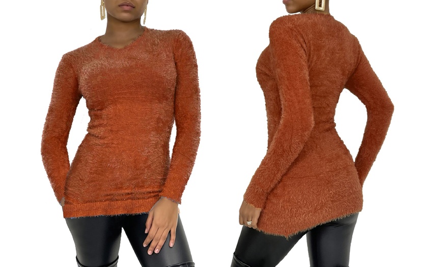 Image 16: Women's Long Sleeve Fluffy Jumper