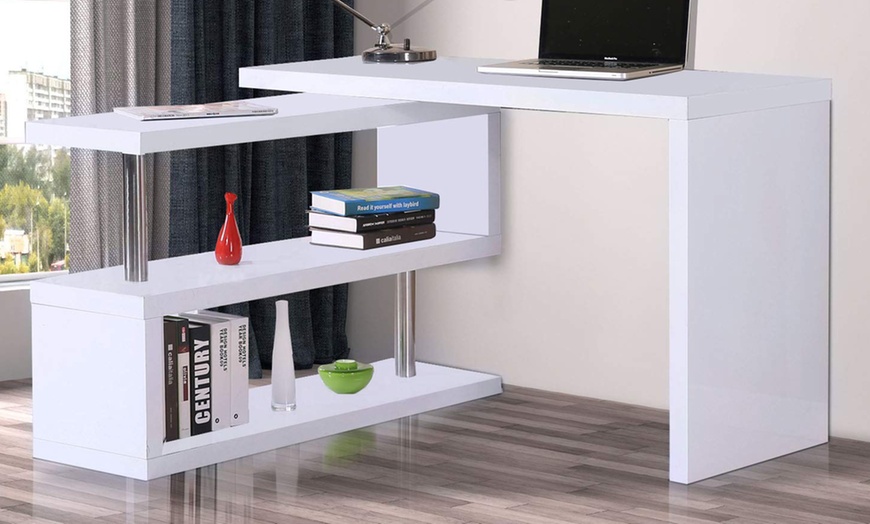 Image 2: Homcom Desk with Shelves Unit