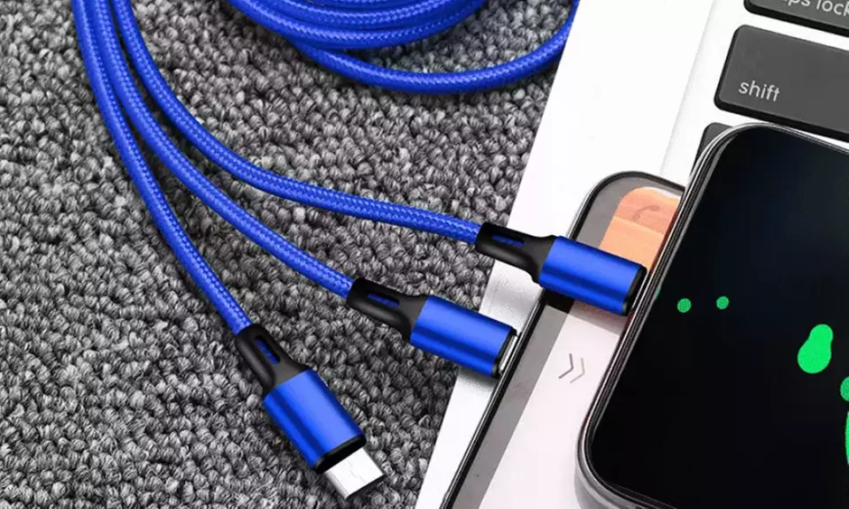 3-in-1 cable (iPhone phone cable,micro USB cable and USB type C cable)