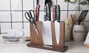 Double-Sided Wooden Magnetic Knife Stand Block