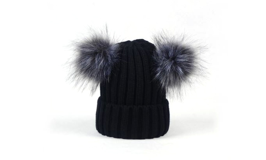 Image 3: Double Pom Pom Winter Hat 