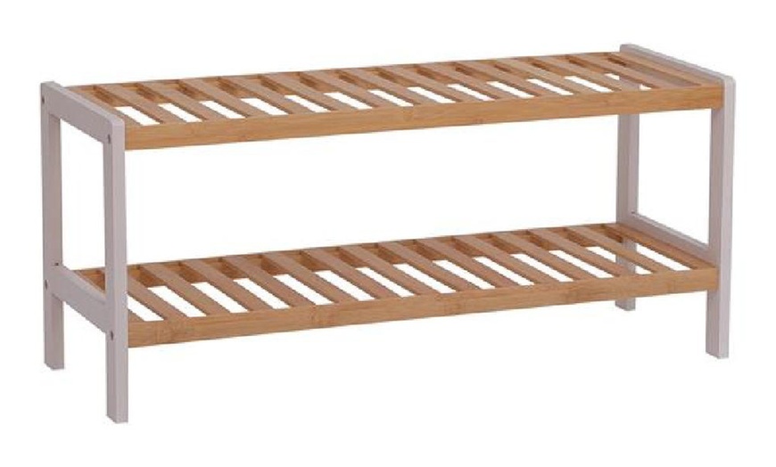 Image 7: Two-Tier Bamboo Shoe Rack