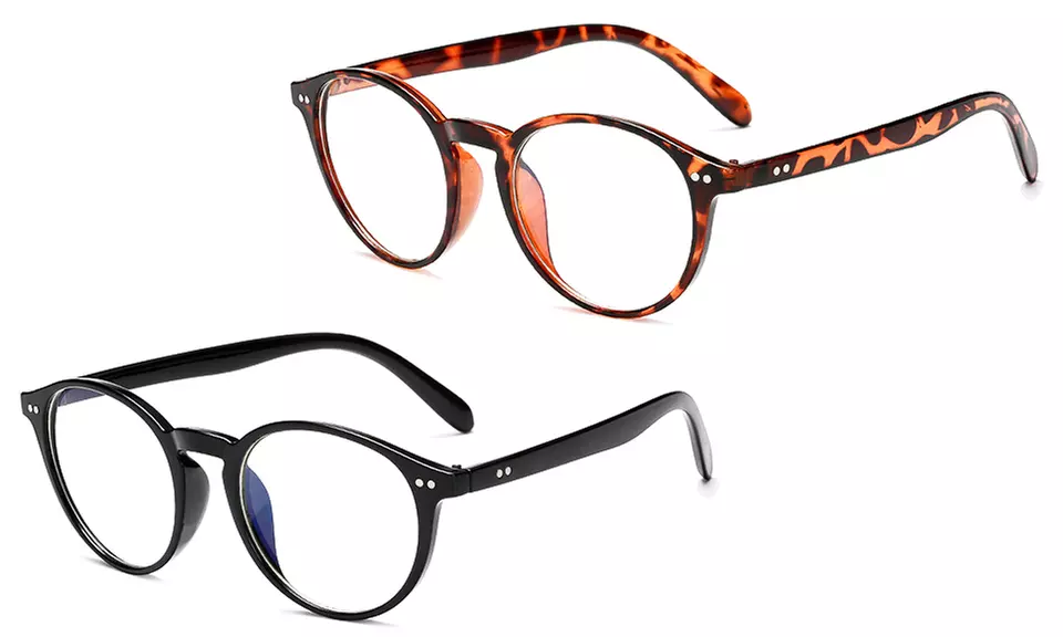 One, Two or Four Pairs of Round Frame Blue Light Filter Glasses - Primary Image