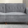 Image 3: HomCom Velvet Reclining Sofa Bed – 3-Seater with Dual-Back Design