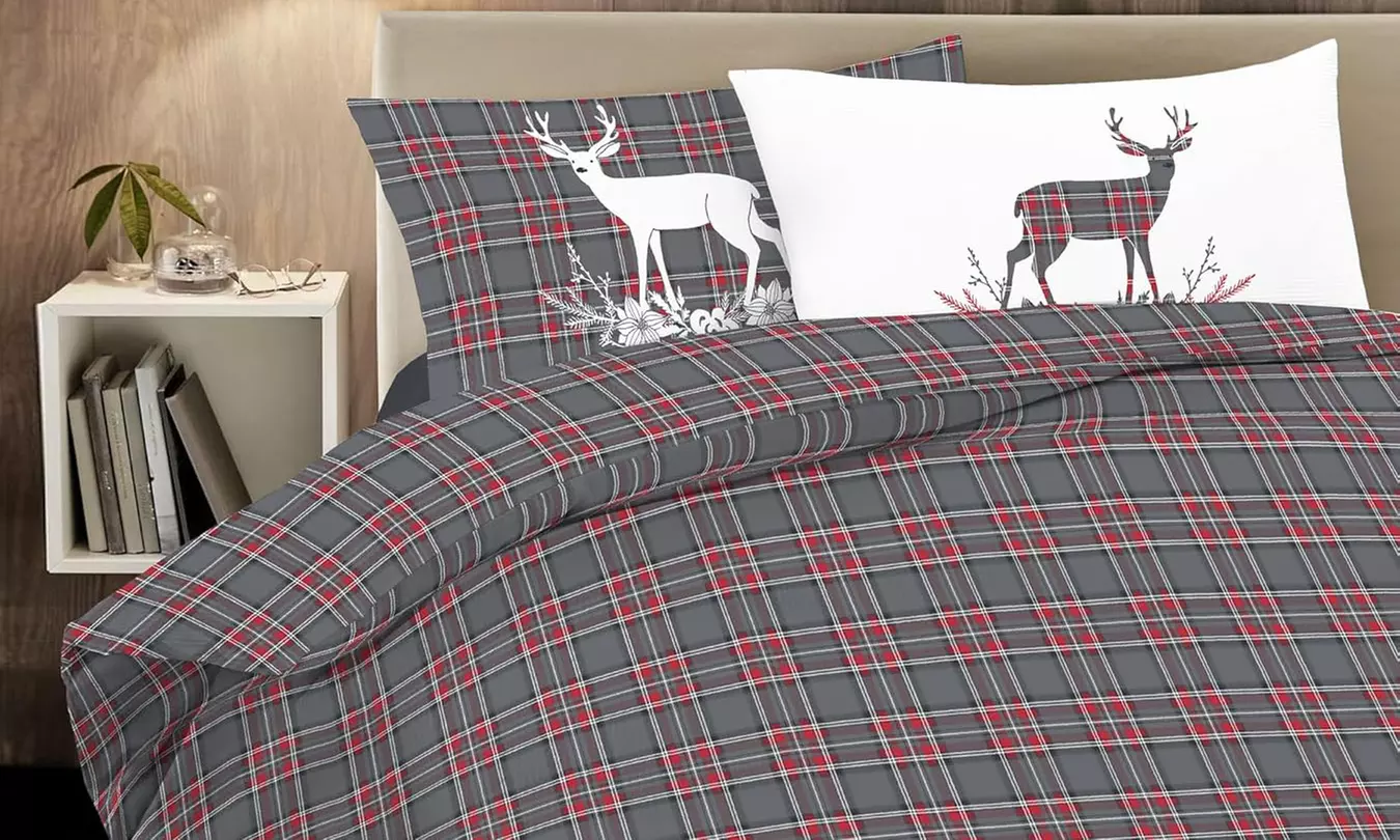 Housse de couette en coton à motif tartan