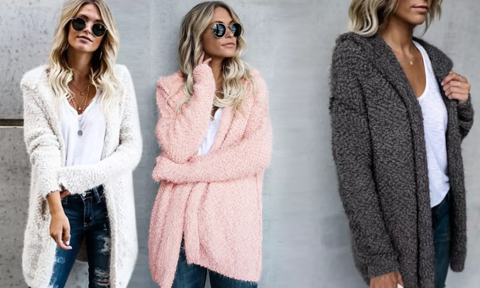 Gilet long "Ellie" avec capuche, coloris au choix - Primary Image