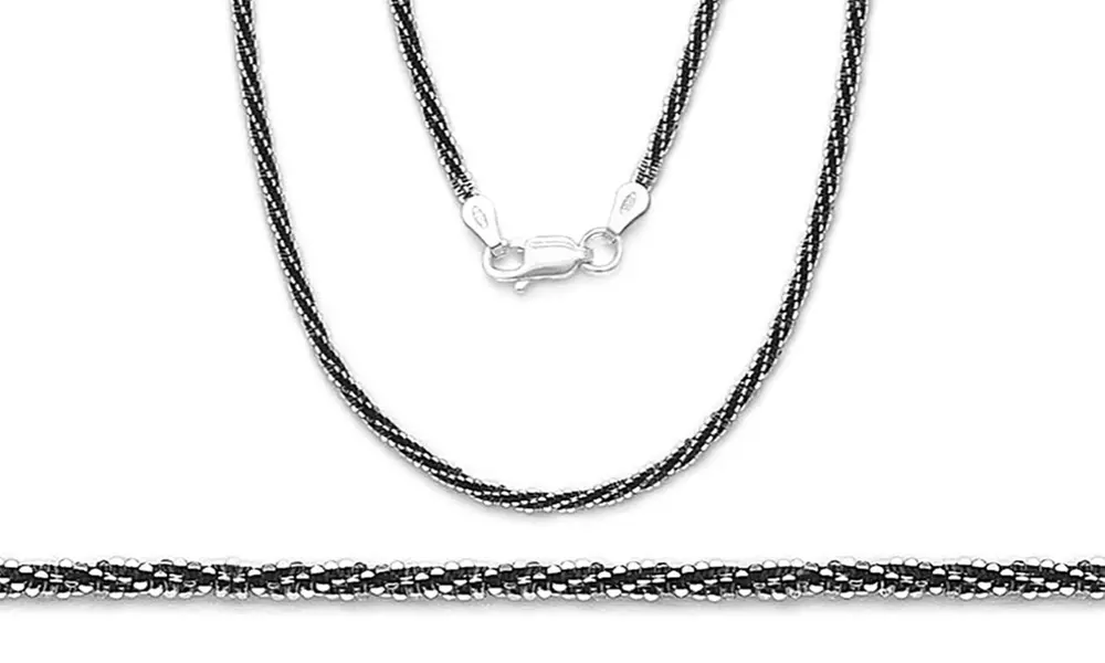 Italian 24" or  30" Black Rhodium 2 Tone Roc Chain in Sterling Silver - Primary Image