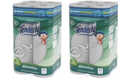Fino a 96 rotoli di carta igienica Tenderly Kilometrica 400 strappi a rotolo
