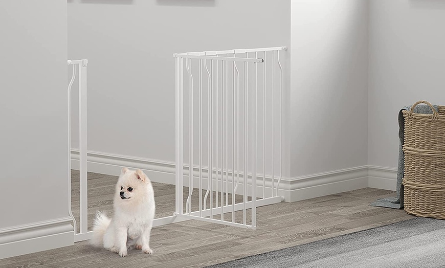 Image 6: Pawhut Dog Wide Stair Gate with Door Pressure