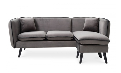 Canapé d'angle modulable scandinave en tissu gris