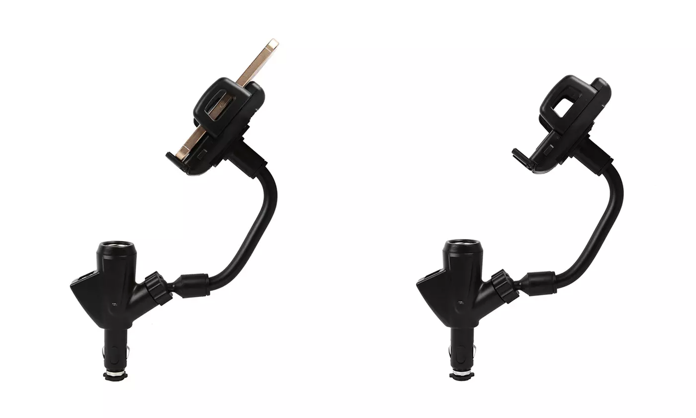 Dual USB Car Charger Phone Mount with Cigarette Lighter Socket - Second Medium