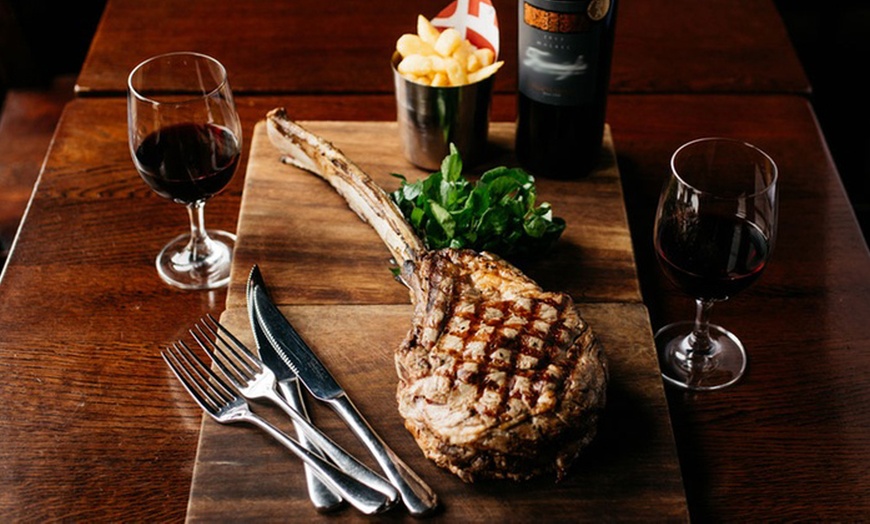 Image 1: Tomahawk Steak with Side and Wine