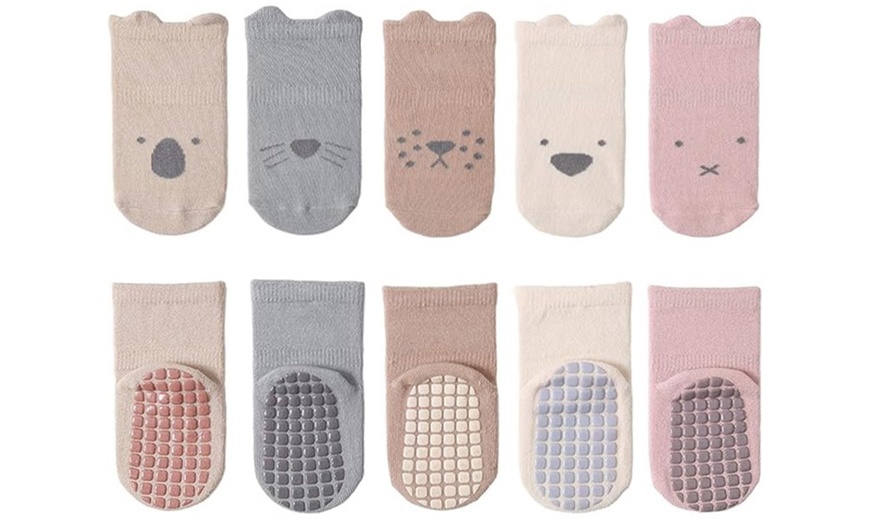 Image 3: Five-Pack of Baby Slipper Socks