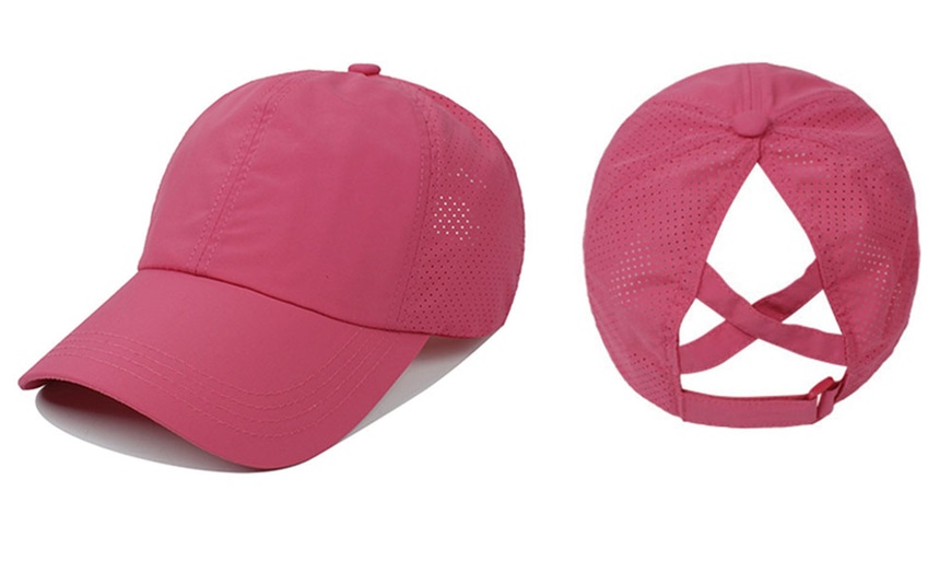 Image 11: Women's Criss-Cross Ponytail Baseball Cap