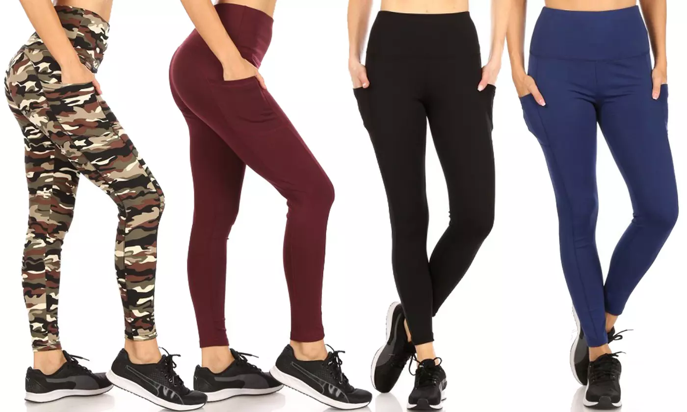 Haute Edition Women's Phone Pocket Full Length Active Leggings. Plus Sizes Available. - Primary Image
