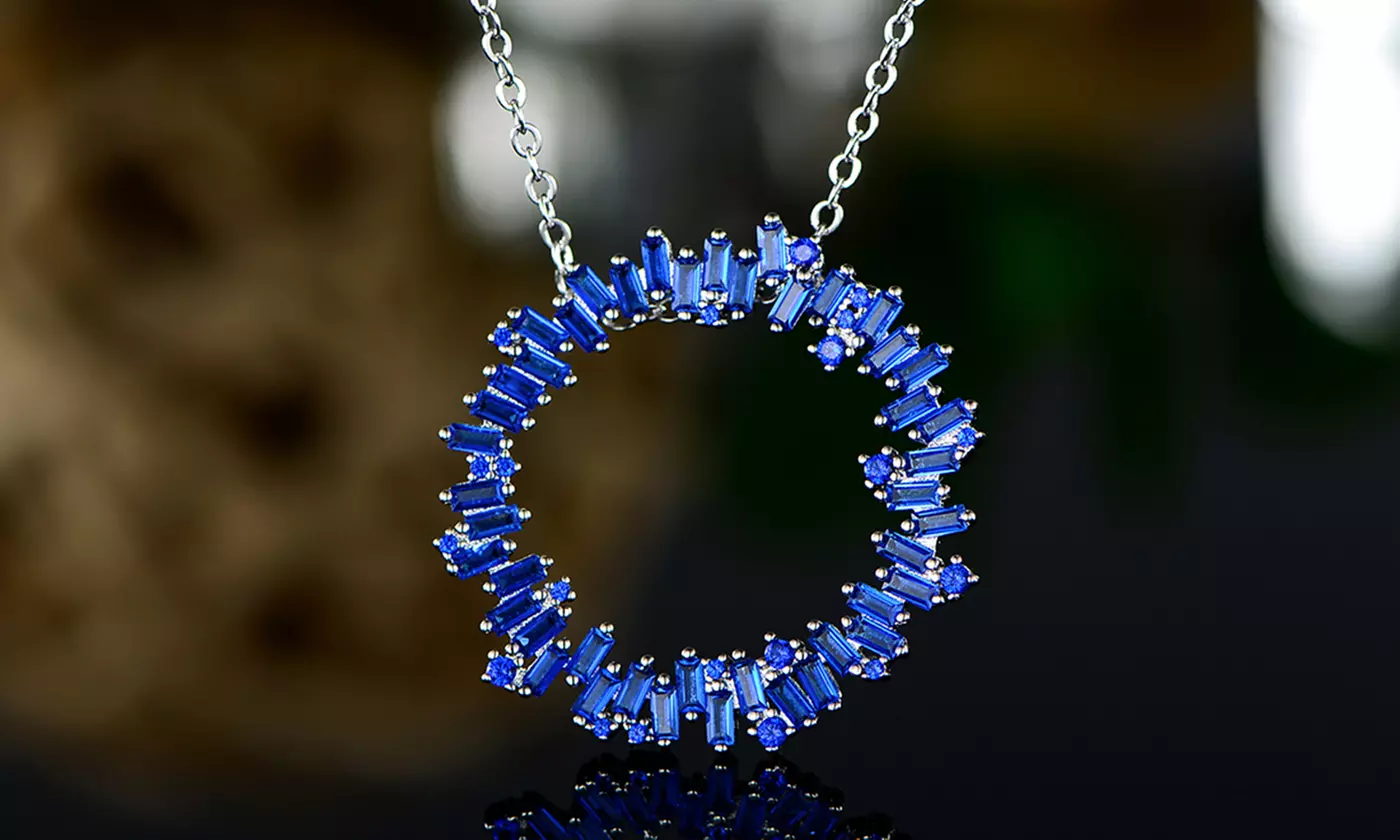 4.80 CTW Lab-Created Blue Sapphire Circle Of Life Necklace by Peermont - Primary Image