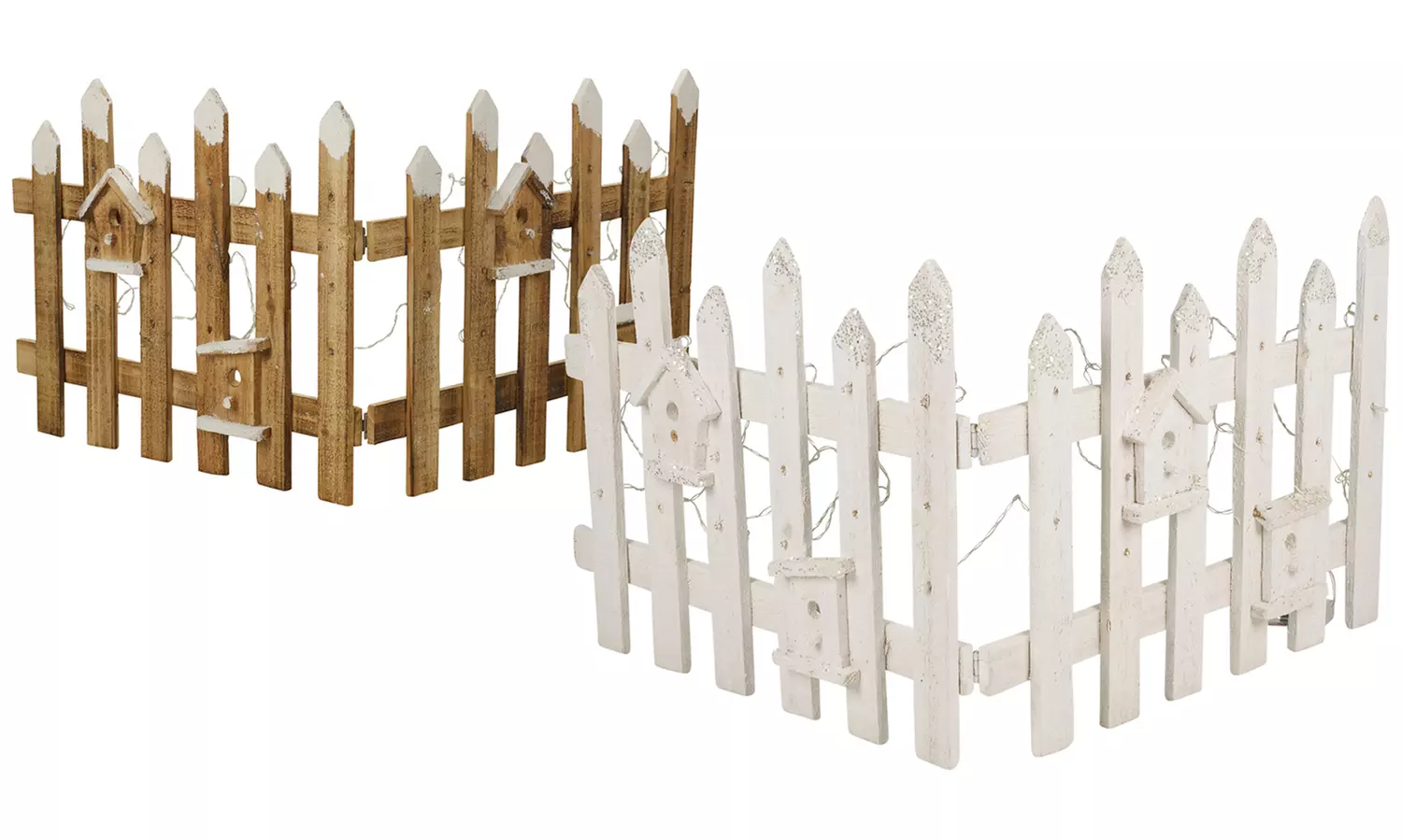 One or Two Wooden Festive Fences with LED Lights - Primary Image