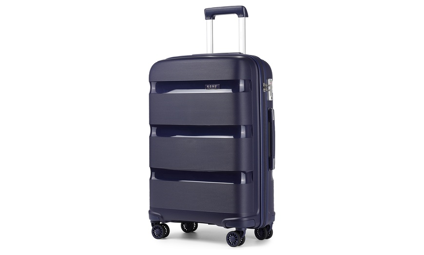 Image 7: One or Four pcs Navy PP Hard Shell Suitcase