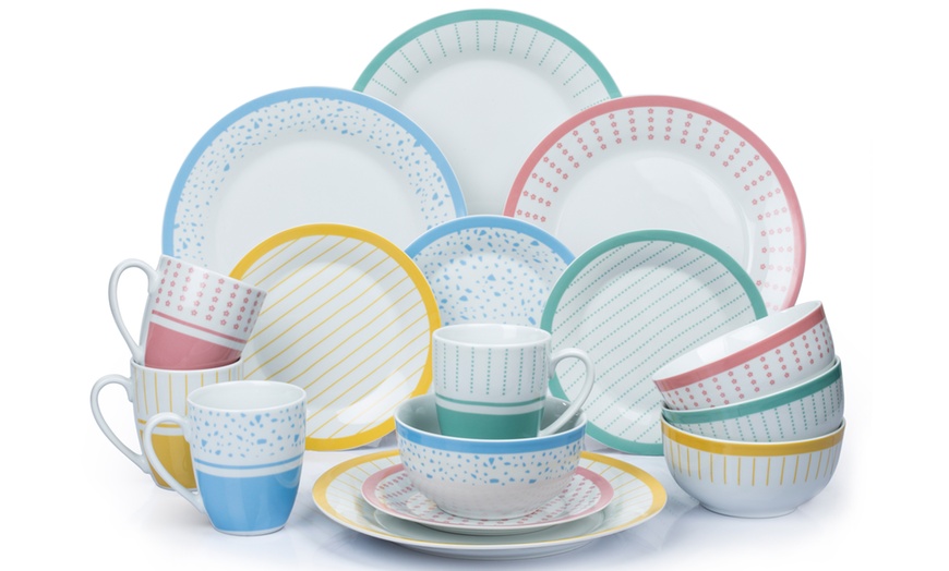 Image 1: 16-Piece Waterside Fine China Sorbet Mix and Match Dinner Set