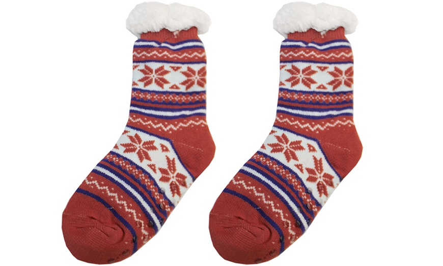 Image 28: Festive Warm Sherpa Fur Slipper Socks