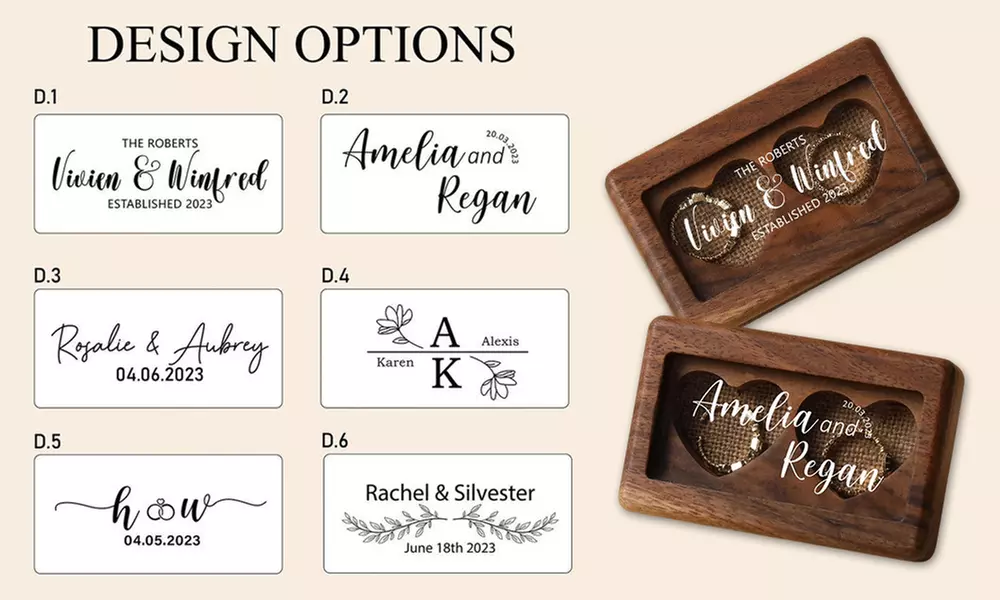 1 oder 2x personalisierbare Ring-Schatulle im Design nach Wahl