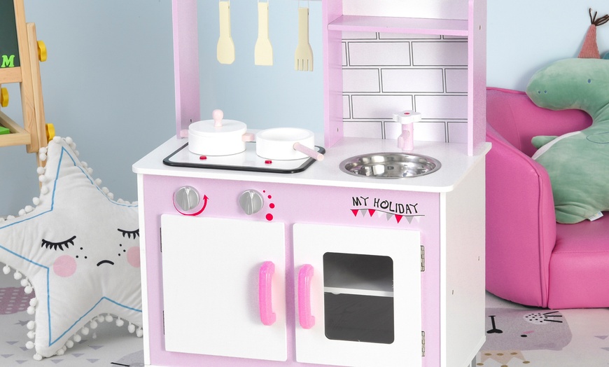 Image 3: HomCom Kids Kitchen Play Set