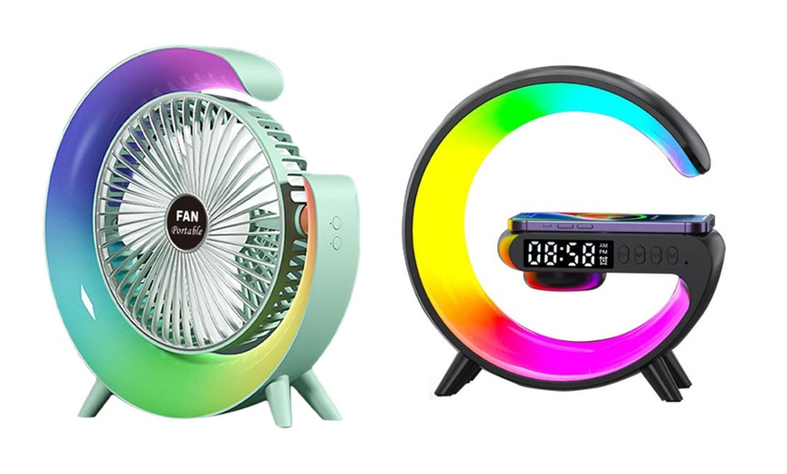 Image 9: USB Rechargeable Desk Fan or Alarm Clock or Set of Both