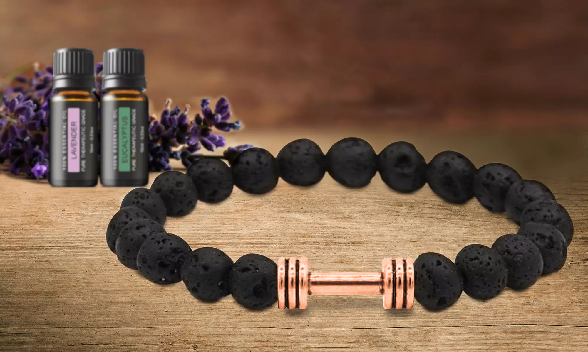 Lava Stone Super-Energy Diffuser Bracelet with Optional Essential Oils - Primary Image
