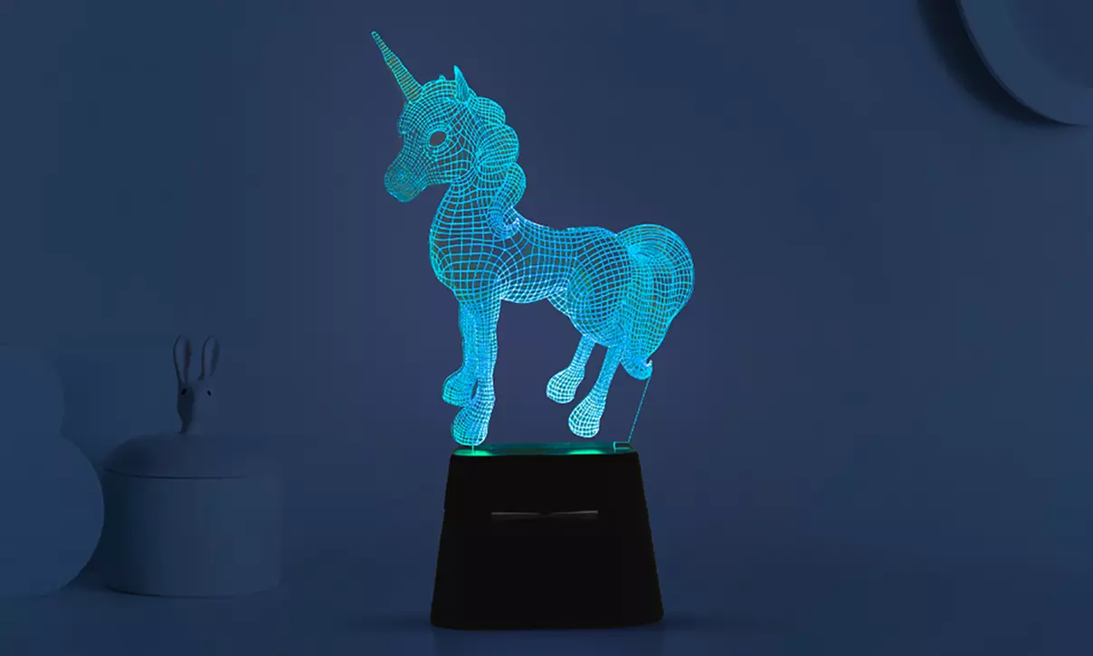 1x oder 2x Aquarius 3D-Hologramm-LED-Lampe mit Bluetooth-Lautsprecher in Einhorn-Form - Primary Image