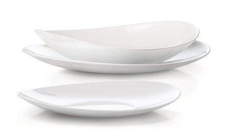 Servizio 12 persone Bormioli Prometeo composto da 36 piatti in vetro opale temperato