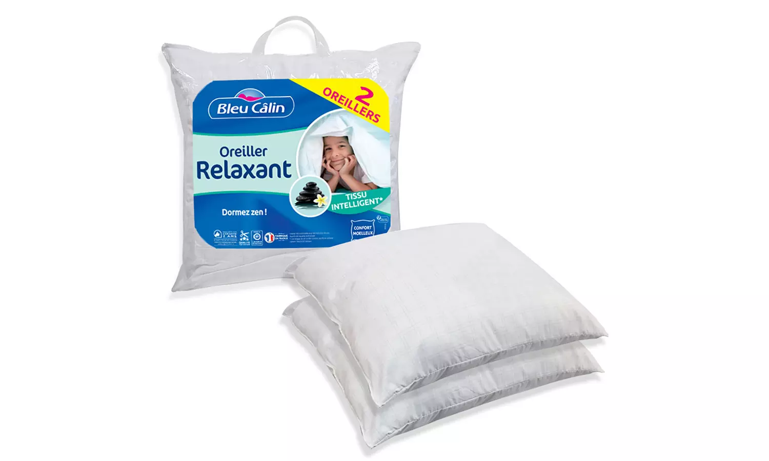 Lot Oreillers Relaxants marque Bleu Câlin, Fabrication Française - Primary Image