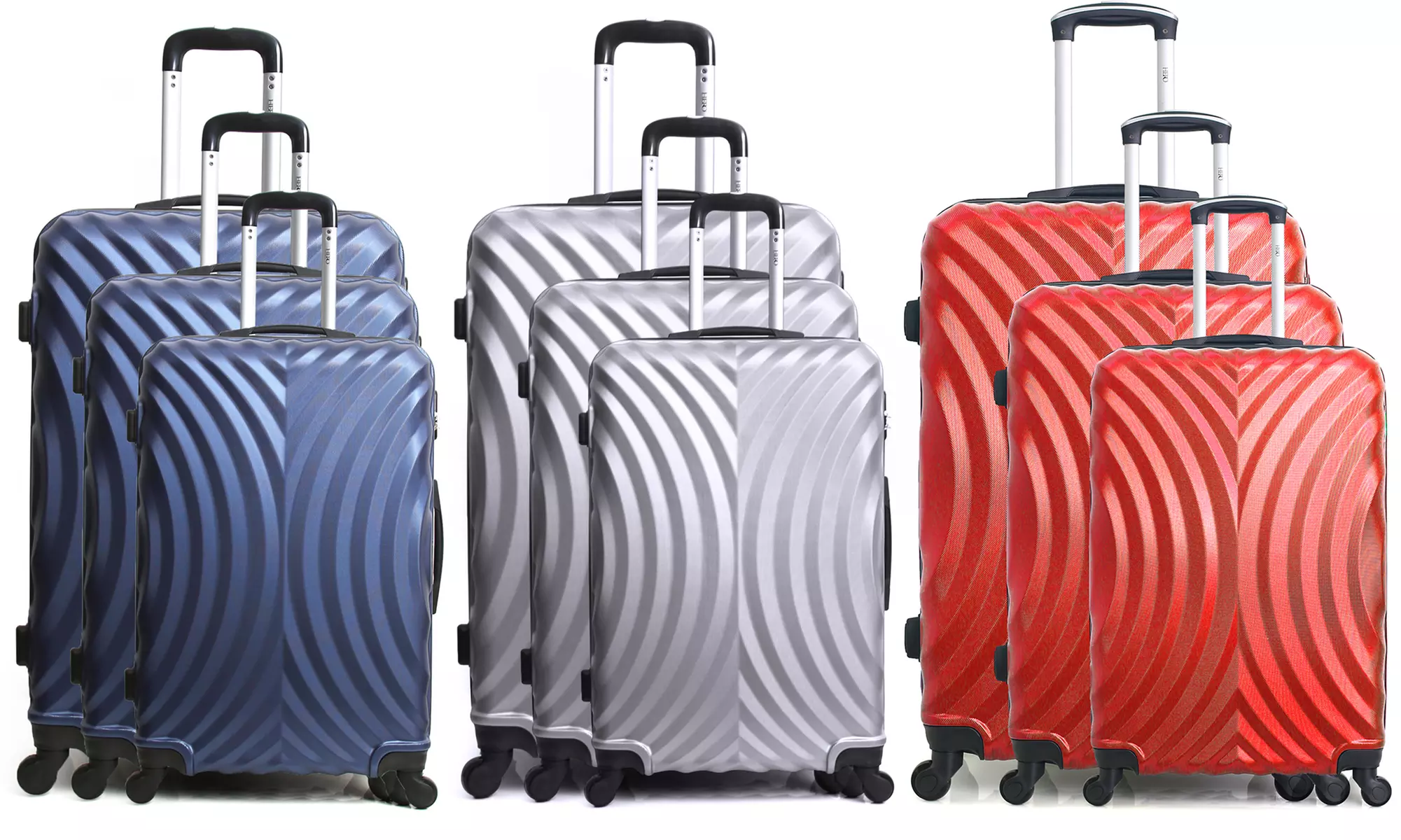 Set 3 valises Hero en ABS, 4 roues 360° - Primary Image