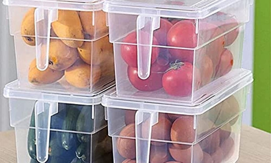 Image 4: 4 Piece Clear Refrigerator Food Storage Container