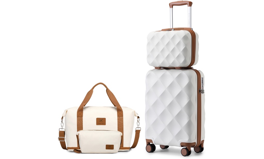 Image 16: Ultralight Hard Shell Diamond-Pattern Suitcase and Travel Bag Set 