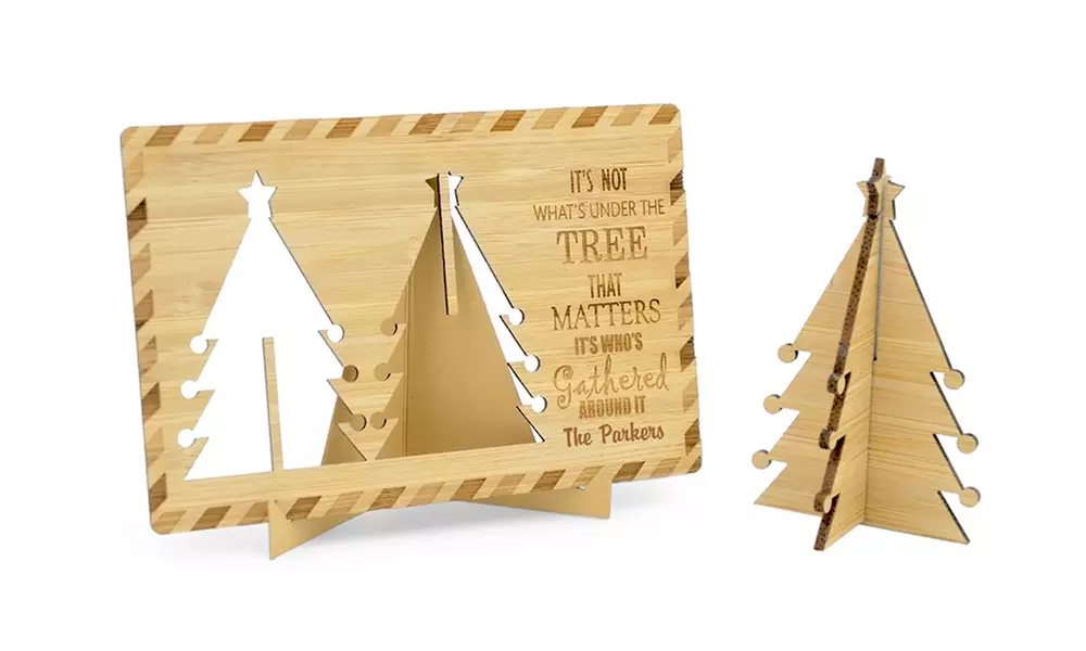 One or Two Personalized Wooden Christmas Cards with 3D Pop Out Trees from MonogramHub (Up to 70% Off) - Second Medium