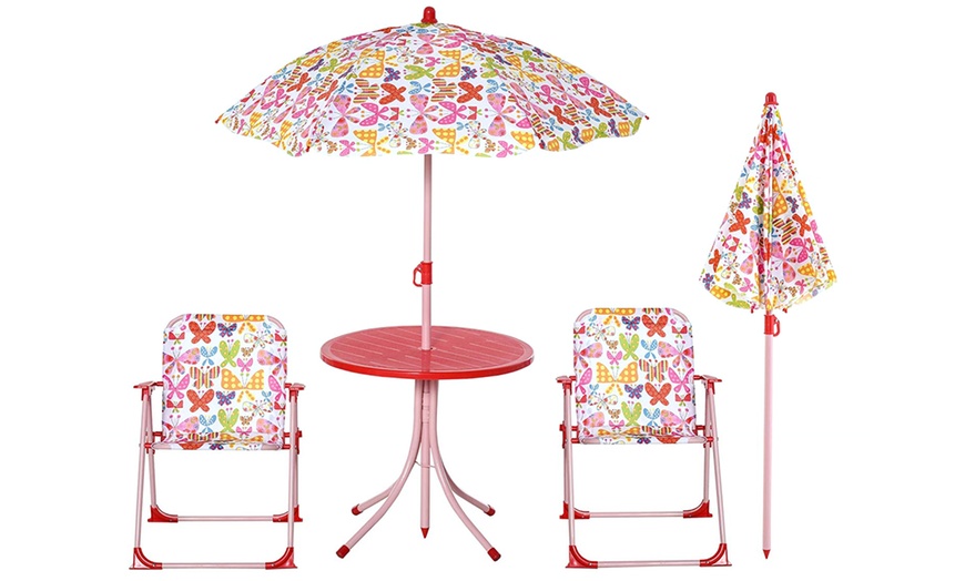 Image 3: Outsunny Kids' Outdoor Dining Set with Parasol
