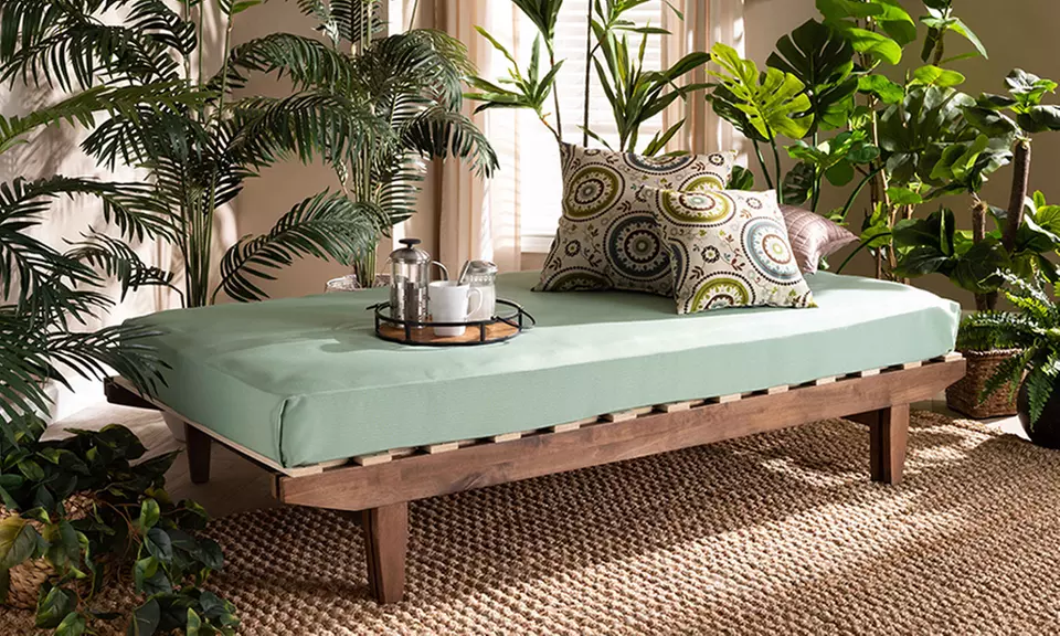 Baxton Studio Hiro Walnut Finished Wood Expandable Twin Size to King Size Bed Frame - Primary Image