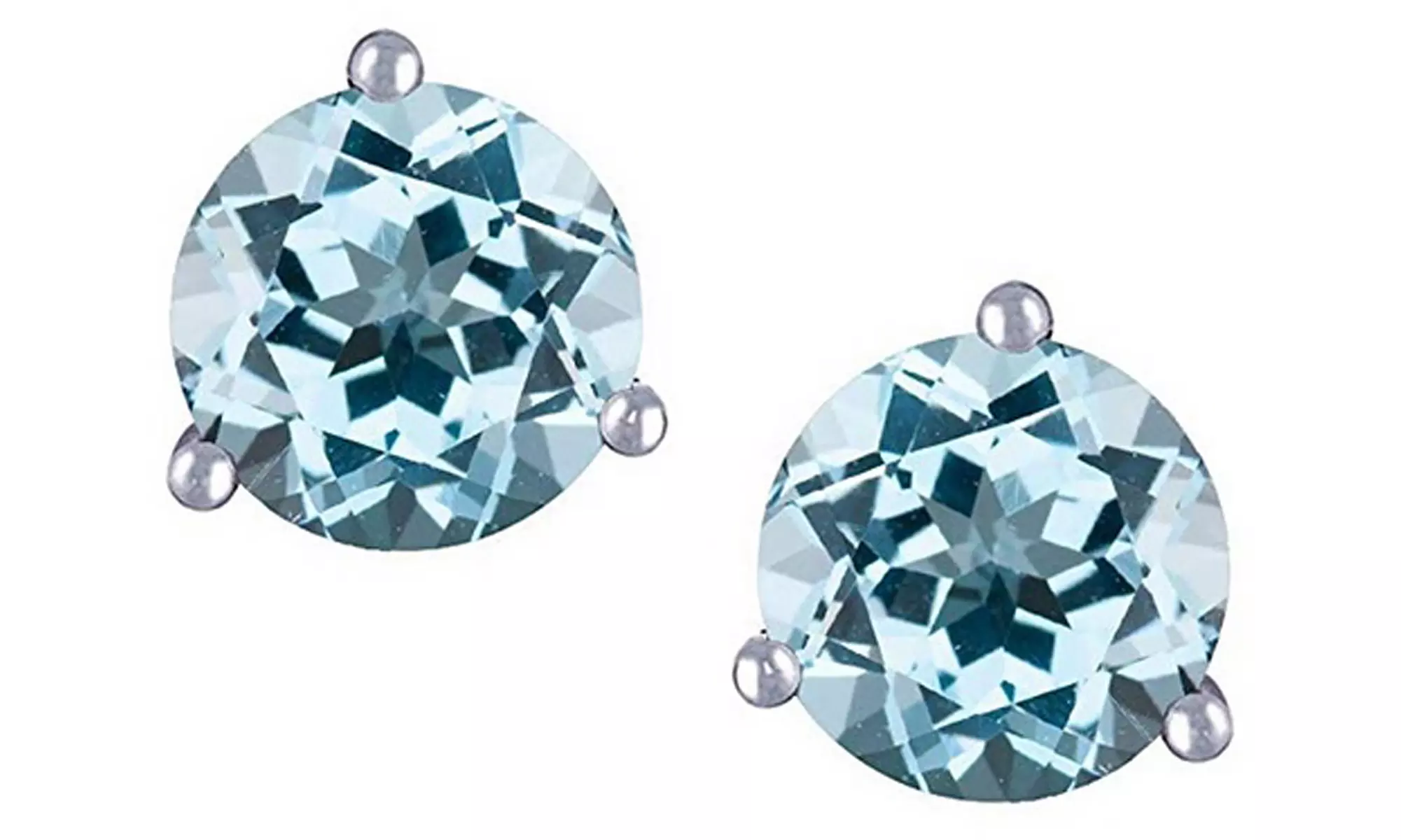 14k White Gold Plated 7mm Round 3 prong Martini push back Stud Earrings