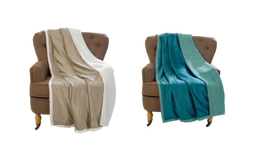 Image 10: Two Reversible Sherpa Throws 