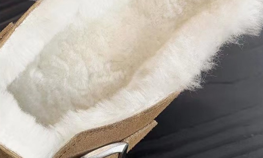 Image 5: Women's Fur Lined Suede Fuzzy Slip On Shoes