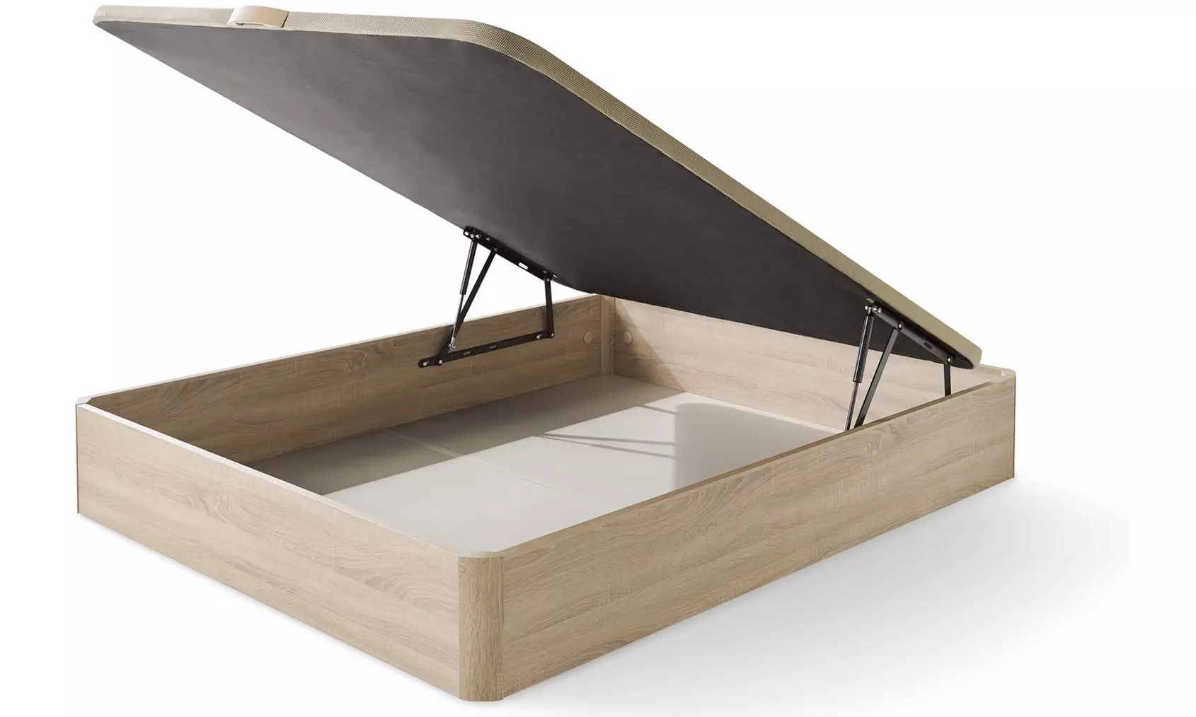 Canapé de madera con base tapizada