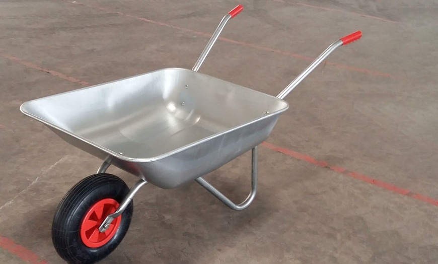 Image 2: Heavy-Duty Galvanised Steel 65-Litre Wheelbarrow