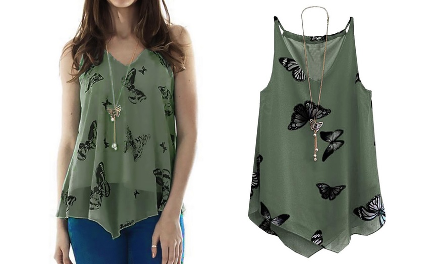 Image 8: Butterfly Print Chiffon Top