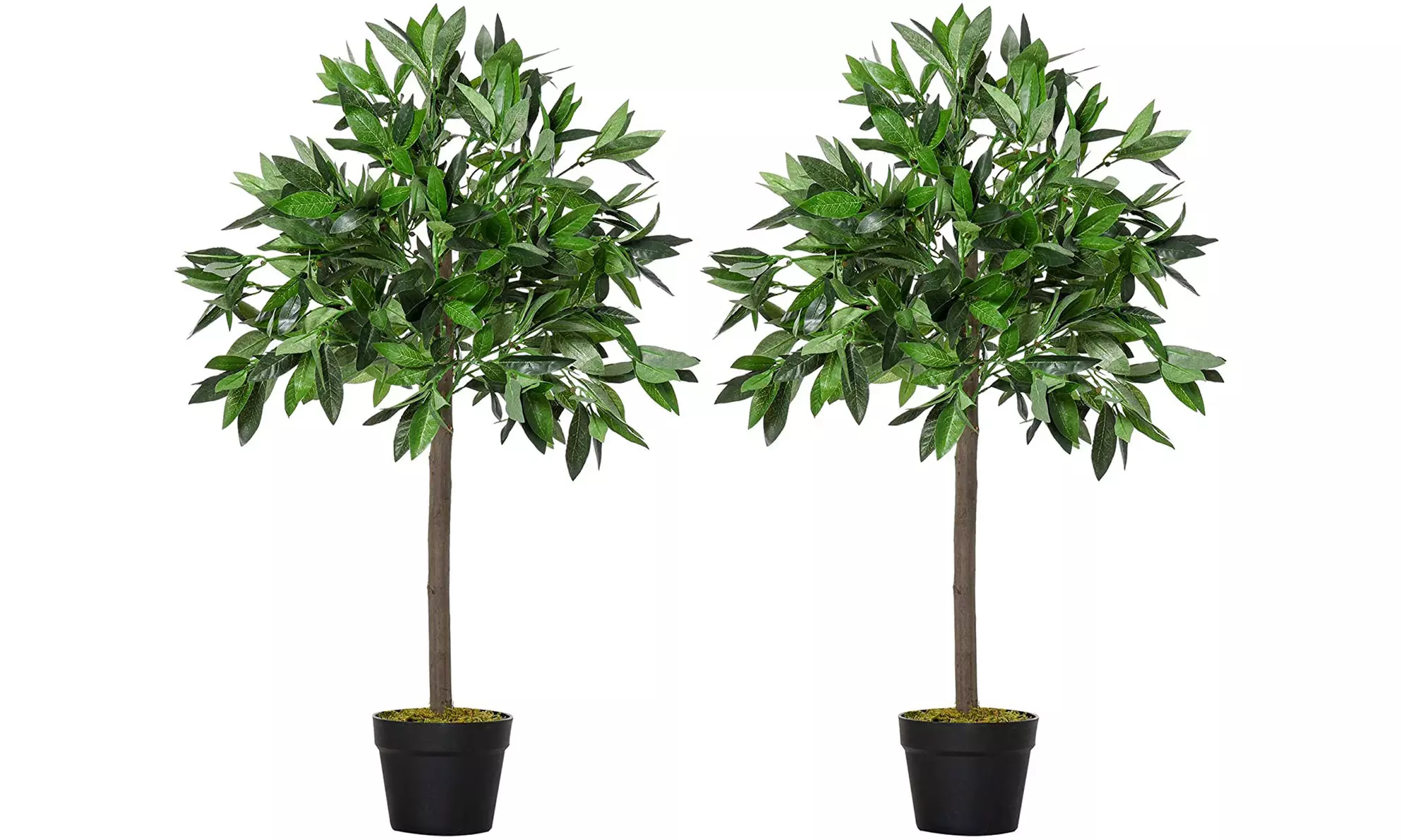 Set of Two Outsunny Bay Laurel Topiary Tree Artificial Plants with Pot - Primary Image