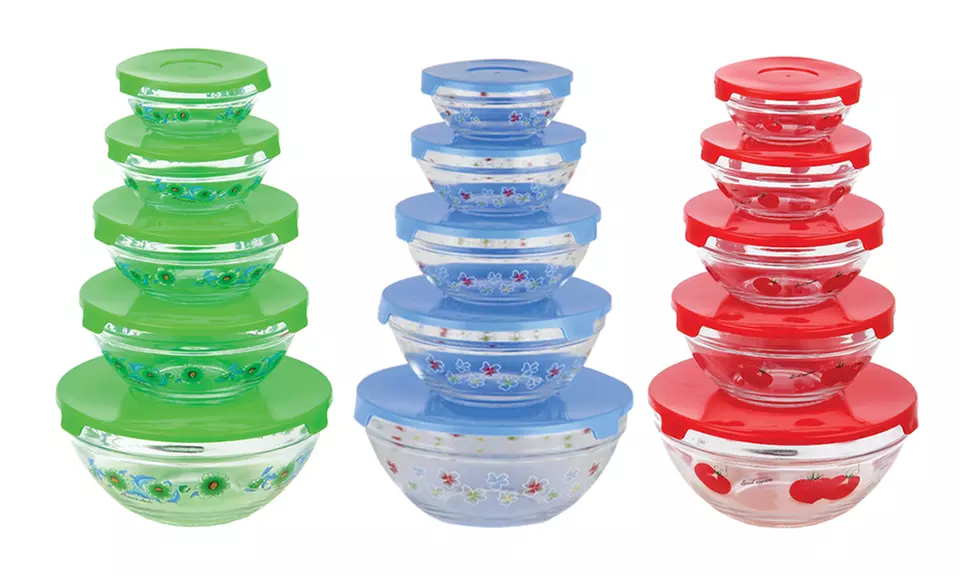 Small Glass Bowls Set with Clip Lids (10-Piece)  - Primary Image